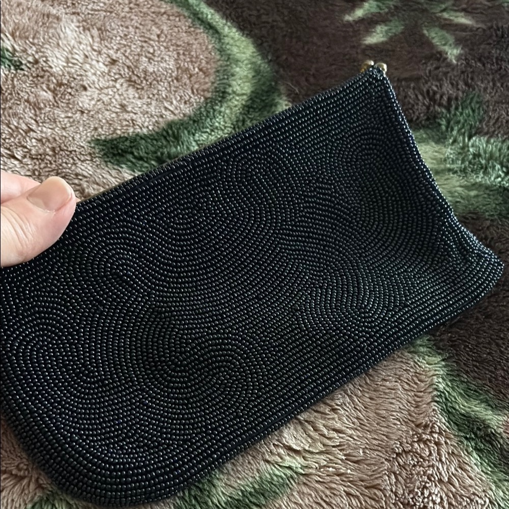 JOSEF  vintage Black Beaded Clutch